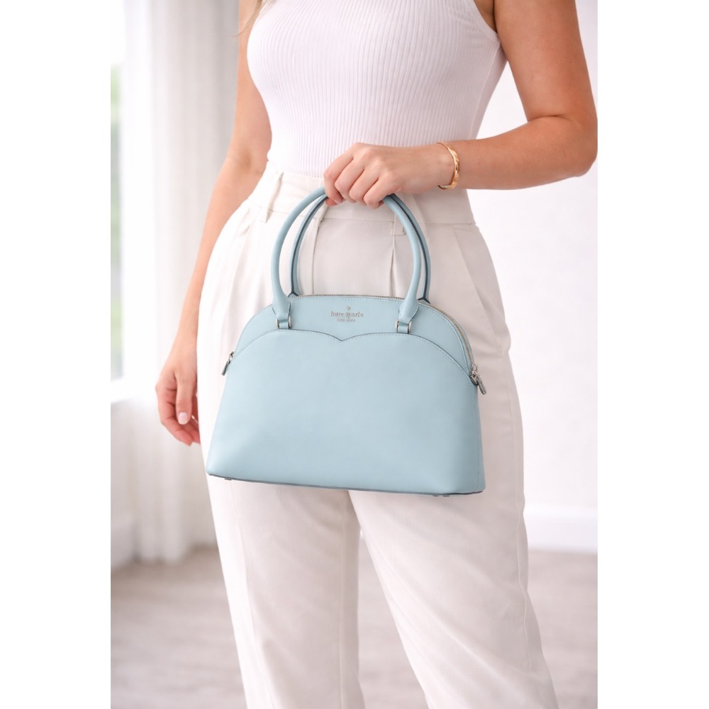 Kate Spade Payton Medium Dome Satchel Blue Glow Saffiano Leather WKRU7093